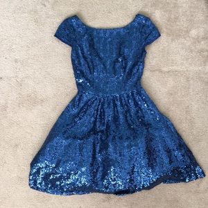 Bright navy blue sequin dress
